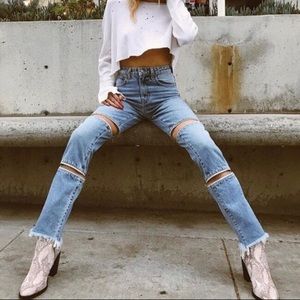 LF Removable Zippers High Waisted Jeans